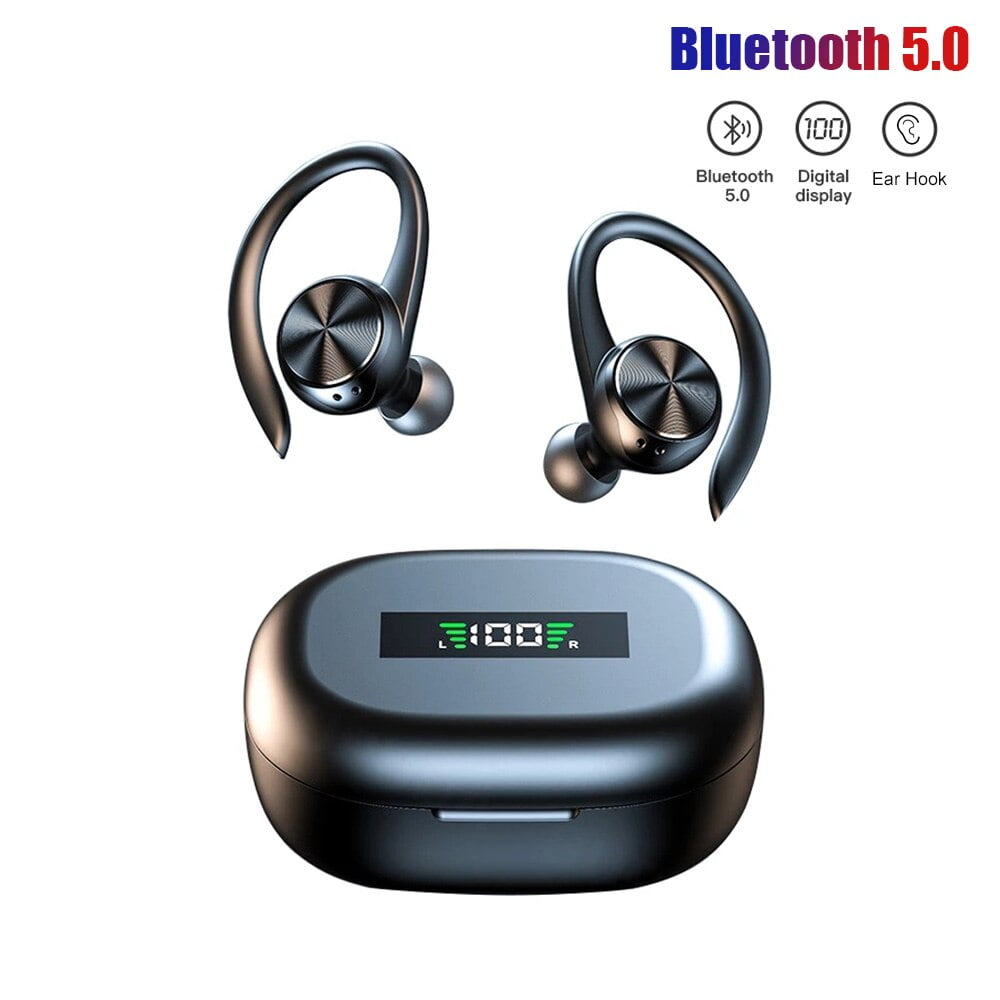 TWS Bluetooth Earphones With Microphones Sport Ear Hook LED Display Wireless Headphones HiFi Stereo Earbuds Waterproof Headsets
