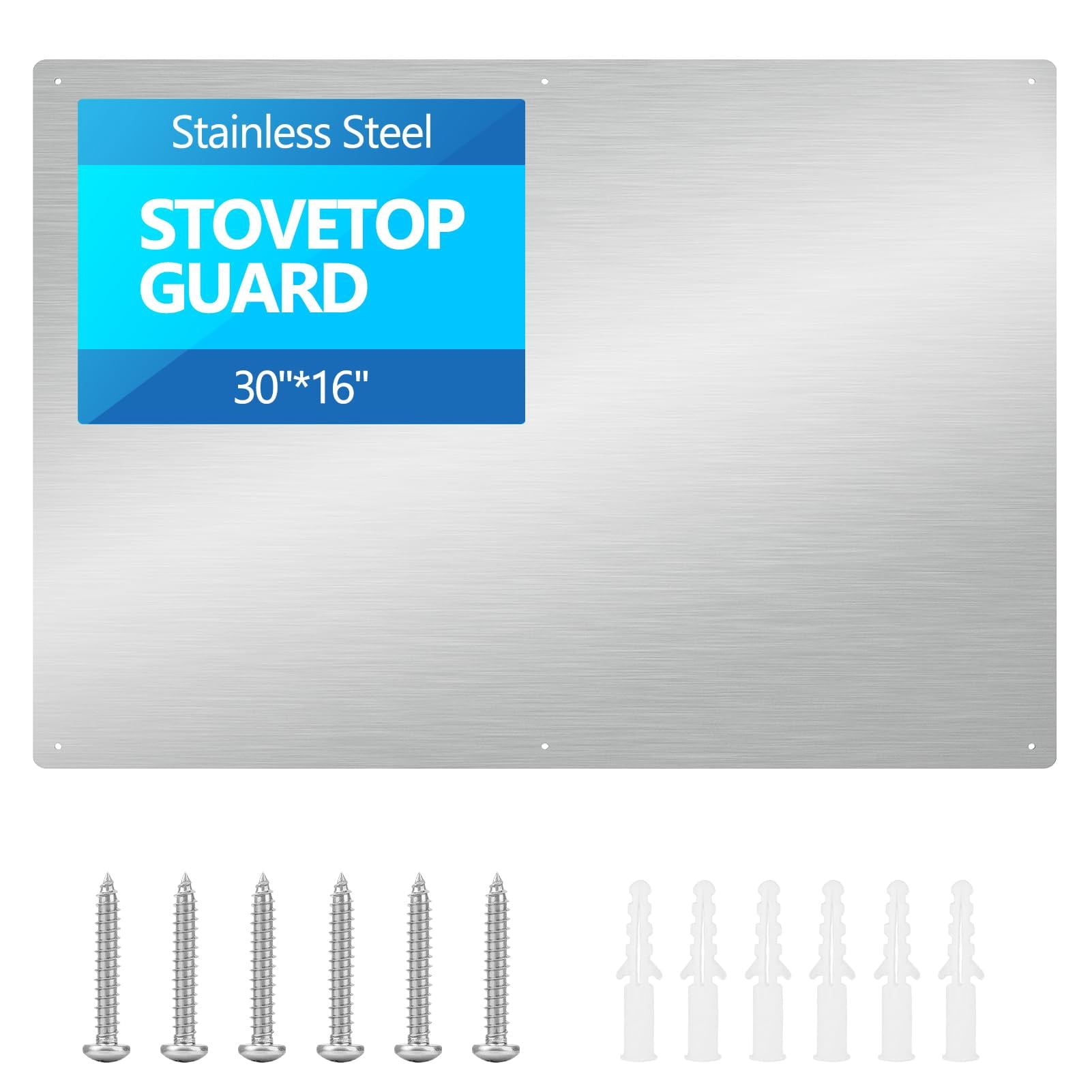 30" X 16" Thicken Heavy Range Hoods Stainless Steel Backsplash Panel Splatter Guard For Stovetop 6 Pre Drilled Holes Easy Installation Keep The Walls Clean  Bright And Beautiful (30" 16")