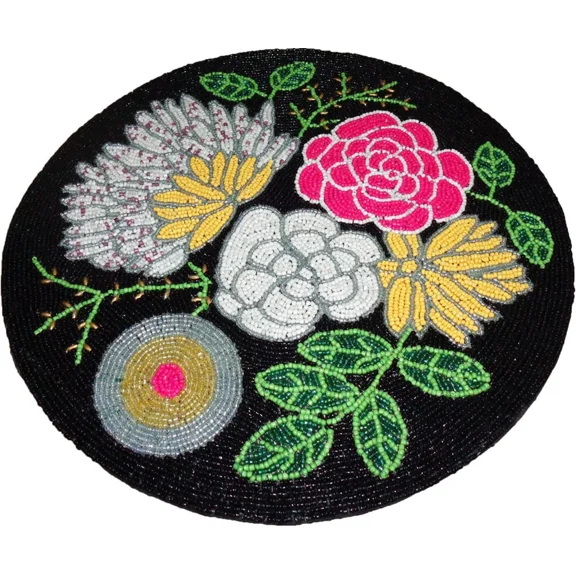 Beaded charger placemats Flower Round Pattern for Bed-Side Table/Center/Dinning