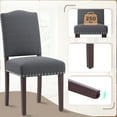 thumbnail image 6 of EOP Mid-Century Modern Upholstered Dining Chairs Set of 4, Farmhouse Fabric Kitchen & Dining Room Chairs with Extra Padded Seat, Ideal for Living Room, Restaurant, Dark Gray, 6 of 8