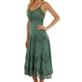 thumbnail image 3 of Sakkas Stonewashed Rayon Embroidered Adjustable Spaghetti Straps Long Dress - Sage Green - S/M, 3 of 5