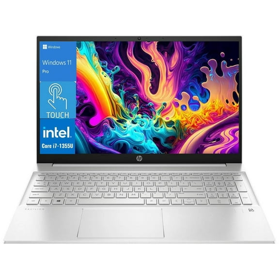New HP Pavilion 15.6" FHD IPS Touchscreen Laptop, Intel Core i7-1355U up to 5.0GHz, 16GB DDR4 RAM, 512GB SSD,Backlit Keyboard ,Webcam, HDMI,Wifi 6,Bluetooth,Windows 11 Pro,Silver