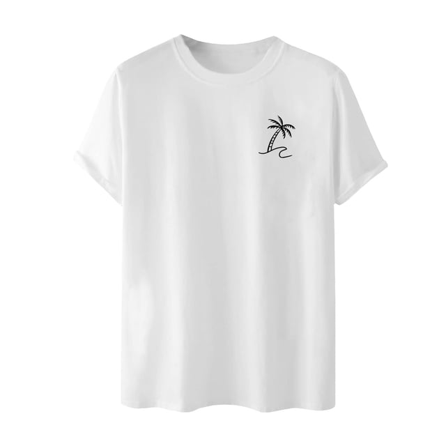 LUOGENLI T-shirts pour Homme pour Hommes T-shirts Graphiques Vintage T-shirts à Imprimé Floral et Lettrage Col Rond Manches Courtes T-shirts Décontractés d'Été Mode Urbaine Blanc TTG