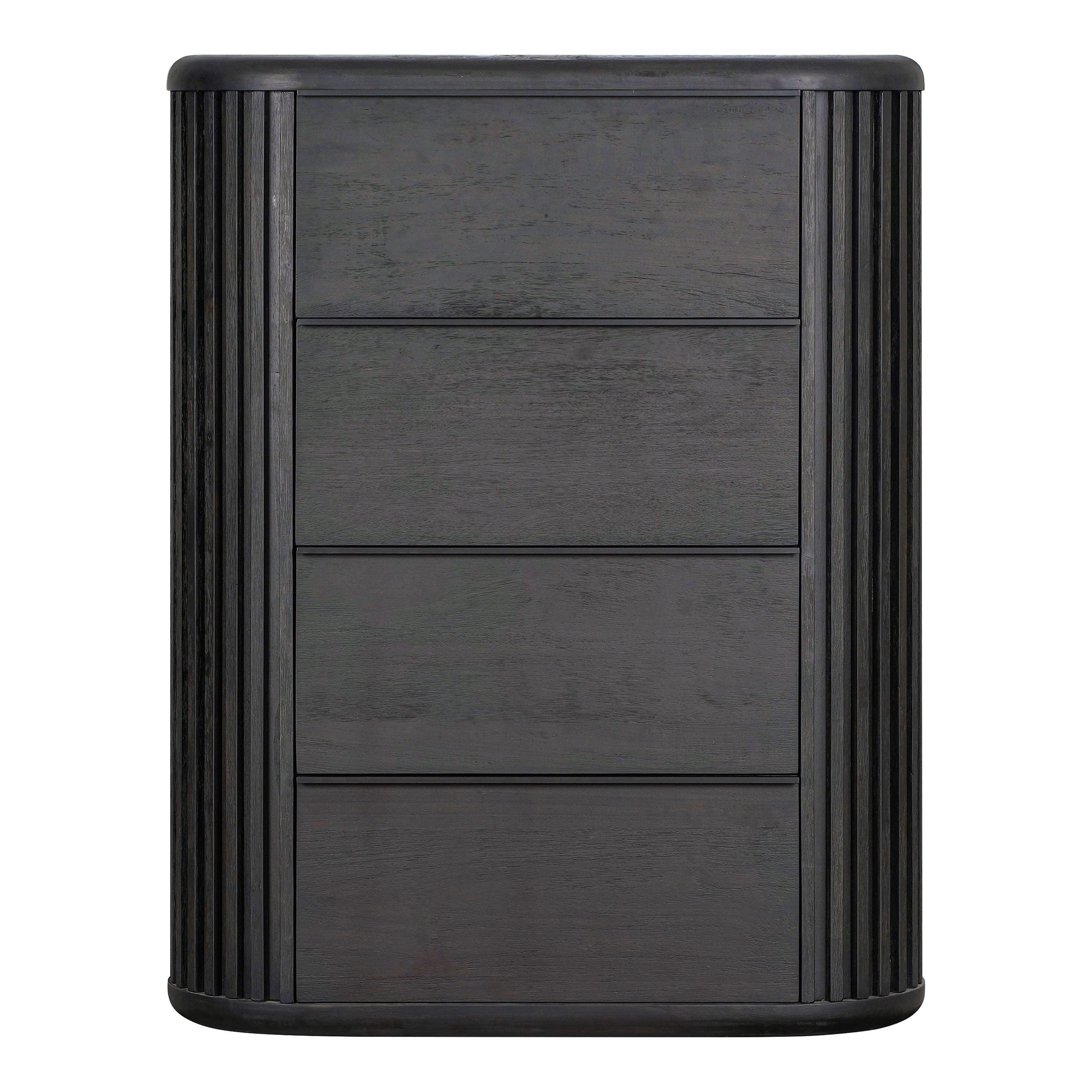 Furniture of America Kaelin Modern Fluted and Rounded 4-Drawer Chest, Black