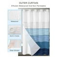 thumbnail image 2 of No Hook Blue Ombre Shower Curtain with Snap in Liner Set, Farmhouse Vintage Wooden Striped Waterproof Fabric Bathroom Curtains with See Through Top Window, Hotel Style Small 36 x 72 Inch, 2 of 7