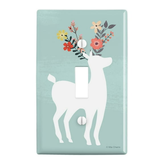 Deer and Flowers Plastic Wall Decor Toggle Light Switch Plate Cover