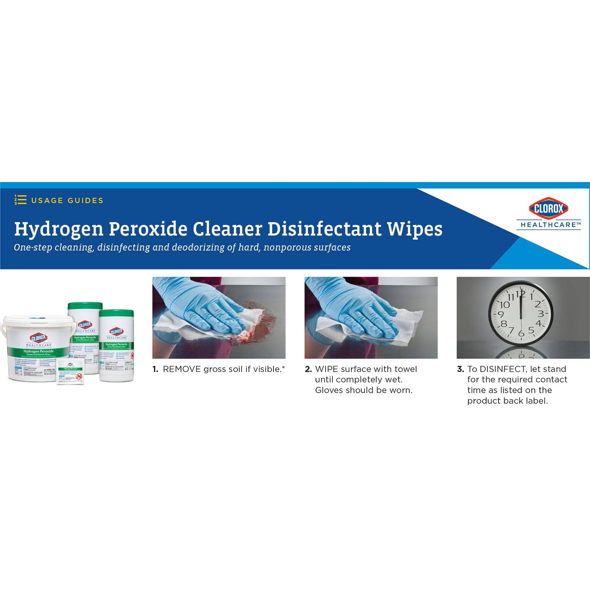 Clorox Healthcare Hydrogen Peroxide Disinfectant Wipes, 185 Count