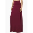 thumbnail image 3 of TheMogan Women's Casual Lounge Solid Foldable High Waist Draped Jersey Relaxed Long Maxi Skirt Wine S, 3 of 7