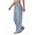 thumbnail image 2 of Women'S Wide Leg Jeans High Waisted Stretchy Straight Leg Jeans Trendy Loose Denim Pants Light Blue XL, 2 of 9