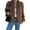 Brown, variant on Women Faux Fur Coat Cropped Lapel Fur Jacket Long Sleeve Open Front Parka Outerwear L