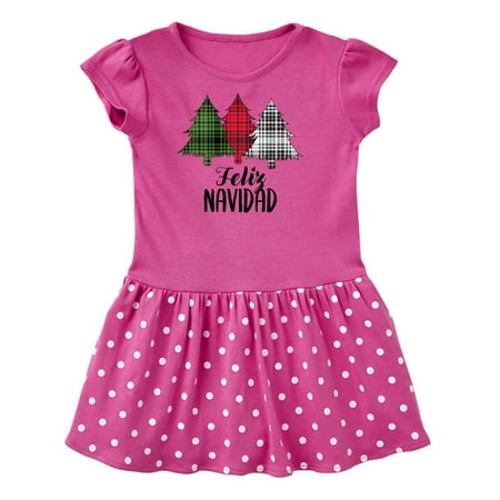 

Inktastic Feliz Navidad Plaid Trees Gift Toddler Girl Dress