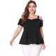 thumbnail image 3 of Camiseta Peplum uxcell Escote De Corazón CintuAlHombro Frío Negro XXL, 3 of 6