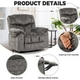 thumbnail image 5 of Swivel Rocker Recliner, Legahome 360° Glider Rocking Nursery Recliners, Manual Recliner Chair with Massage and Heat, Home Theater Recliner with Cup Holder, 22.8in Wide Seat, Gray, 5 of 10