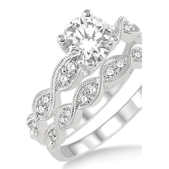 1.00 Carat inertwined Bridal set in Princess cut diamond in 10k white gold