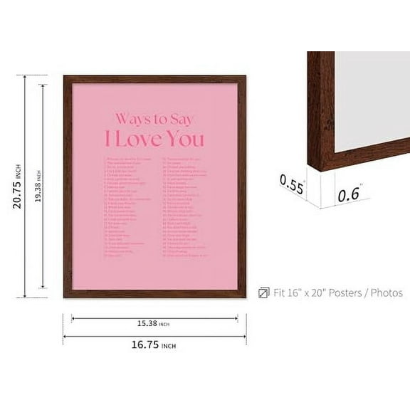 Poster Master Ways To Say I Love You Poster - Motivational Print - Valentine's Day Art - Positive Quote Art - Love Art - Pink Typography Art - Romantic Living Room Wall Decor, 16x20  Framed