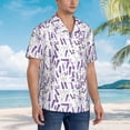 thumbnail image 2 of KLL Men's Hawaiian Shirt Short Sleeve Button Down Beach Shirts-Lavender Flowers, 2 of 5