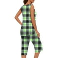 thumbnail image 5 of aohooy Pajamas Sets for Women Soft Plaid Printed Sleeveless Pjs Tank Top and Cropped Pants with Pocket Ladies Loungewear Sets 2025 Mint Green,XXL, 5 of 5