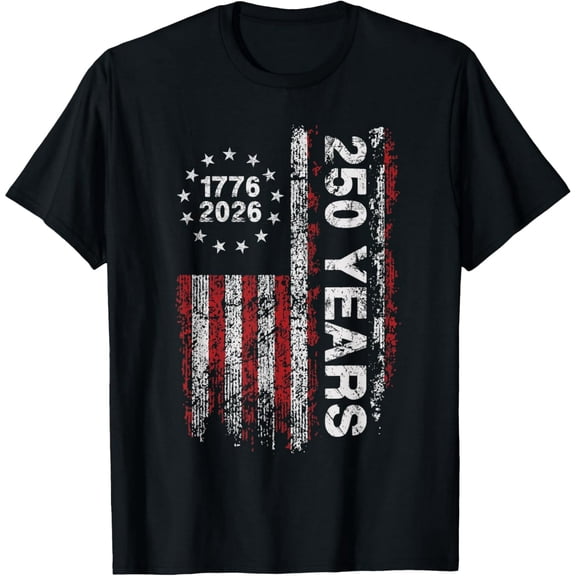 100% cotton tshirts men tee America 250th Birthday US Flag 250 Years We The People T-Shirt