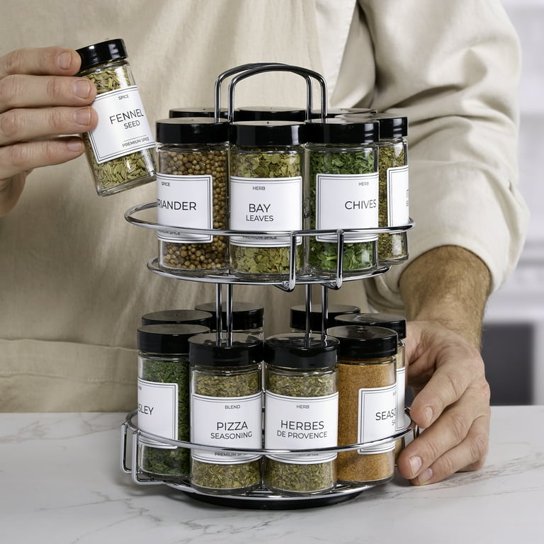 Glass Jar Countertop Spice Rack With Jars Spices Seasonings
