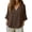 Brown, variant on Womens Gauze Tops Summer Casual Peasant Blouse Linen Cotton Oversized Vneck Dressy Shirt Boho Flowy Long Sleeve Shirt