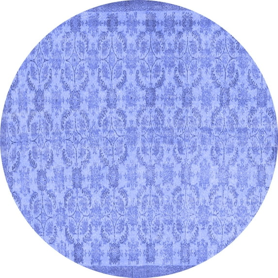 Ahgly Company Machine Washable Indoor Round Persian Blue Bohemian Area Rugs, 7' Round