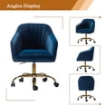thumbnail image 4 of HULALA HOME Chaise de Bureau à Domicile en Velours, Chaise de Travail d'Ordinateur Moderne et Mignonne, Chaise de Coiffeuse Rembourrée à Roulettes Pivotante à Hauteur Réglable pour Femmes, Filles (Base Dorée, Marine), 4 of 4