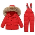 thumbnail image 1 of GDREDA Little Girls Winter 2-Piece Ski Snowsuit Set Puffer Jacket and Pants Red,2-3 Years, 1 of 3