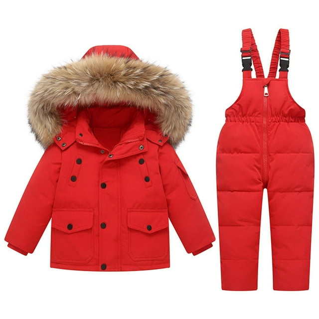 GDREDA Little Girls Winter 2-Piece Ski Snowsuit Set Puffer Jacket and Pants Red,2-3 Years