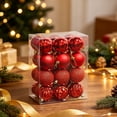 thumbnail image 4 of Fllostpr 24PC Electroplated Christmas Ball Ornaments, Shatterproof Hanging Decor Set for Xmas Tree Wreath Garland Party Indoor, Red 2.4", 4 of 7