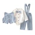 thumbnail image 3 of Ruiwill Infant Boy Outfits Fall Winter Boys Clothing Sets Size 12-18 Months Solid Color Long Sleeve Tops And Pants Set, 3 of 7