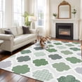 Abstract Grid 5x7 Rug for Living Room Sofa and Coffee Table Layout ...