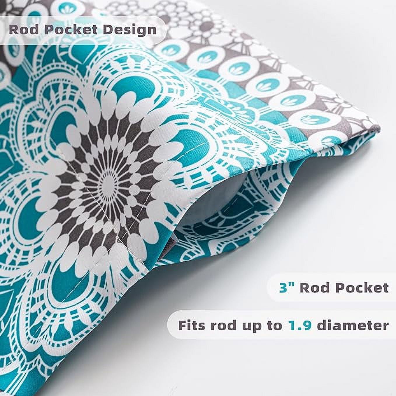 DriftAway Bella Medallion Pattern Room Darkening Rod Pocket Window Curtain Valance 52 Inch by 18 Inch Aqua and Gray