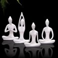 thumbnail image 1 of Juego de figuras de yoga de cerámica, estatua de postura de yoga y meditación, 4 piezas, decoración (juego blanco), 1 of 5