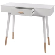 eHemco Euro Console Sofa Table with Drawer and Bamboo Legs for Hallway and Living Room, White and Dark Oak