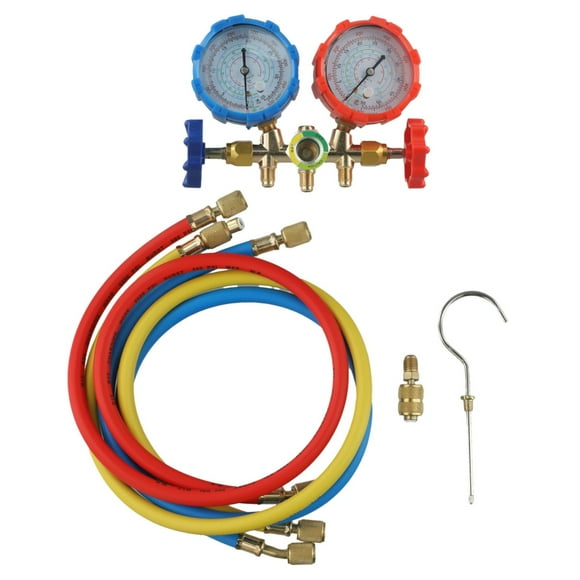 BTOER AC Manifold Gauge Set for R134A R1234YF, Automotive 4 Way Car AC Gauge Set