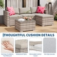thumbnail image 5 of Modern 5-Piece Outdoor Patio Sofa Set – All-Weather PE Rattan Sectional with Ottoman and Glass Coffee Table – Light Gray Cushions & Red Floral Pillows – Ideal for Garden, Backyard, Poolside, 5 of 9