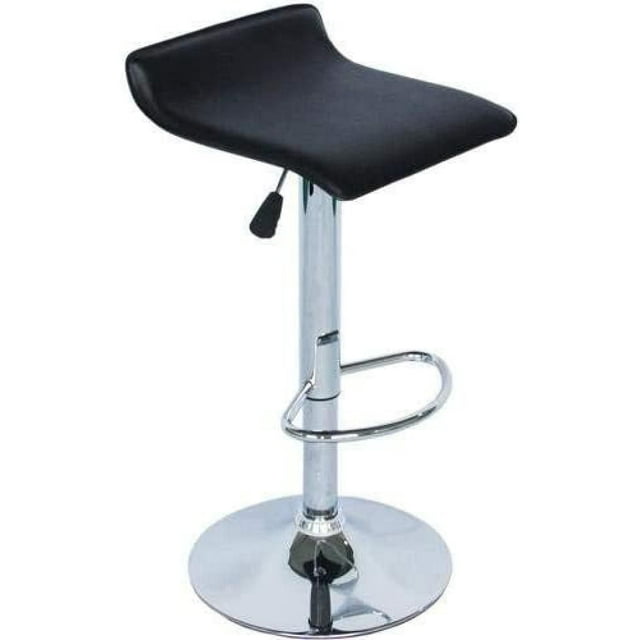 Nicer Furniture Swivel Faux Leather Adjustable Bar Stool in Black