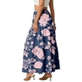 thumbnail image 4 of LWavelet Women Floral Print Tiered Maxi Skirt Elastic Waist With Pockets Boho Summer Long Skirt Navy S, 4 of 6