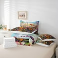 thumbnail image 5 of Feelyou Rustic Groovy Flower Bedding Comforter Set 7 Pieces, Western Floral Plant Full Bedding Set, Retro Oil Printing Reversible Fitted Sheet Flat Sheet, Ultra Soft Bedroom Decor, 5 of 7