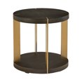 thumbnail image 2 of Weston Home Namsos Gold Finish Metal Dark Brown Faux Shagreen Round End Table, Dark Brown, 2 of 7