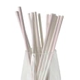 thumbnail image 1 of Virmaxy Sales 200pc Striped Colored Paper Straws Disposable Biode gradable Paper Straws White, 1 of 2