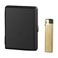 thumbnail image 2 of Cigarette Case Lighter Set | 20 Capacity Thick Cigarettes | Synthetic Leather Metal | Humidity-Proof Wrinkle Resistance | Portable Sturdy Container | 107x82x19mm | Gold Black Gray | 1 Pack, 2 of 6