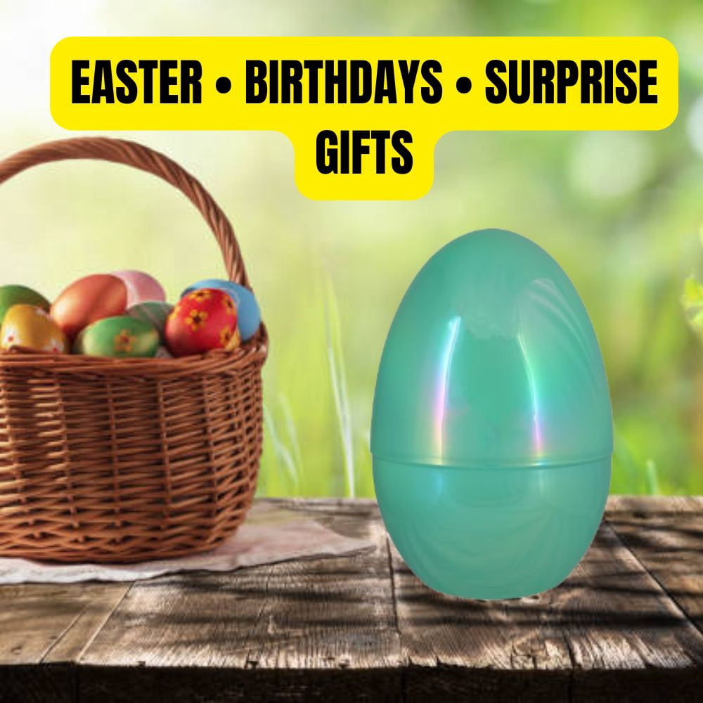 Greenbrier International Iridescent Jumbo Plastic Easter Egg 12 Inch, Reusable Fillable Egg for Hunts, Baskets & Crafts with BONUS LaPrima Morceau Bonbon