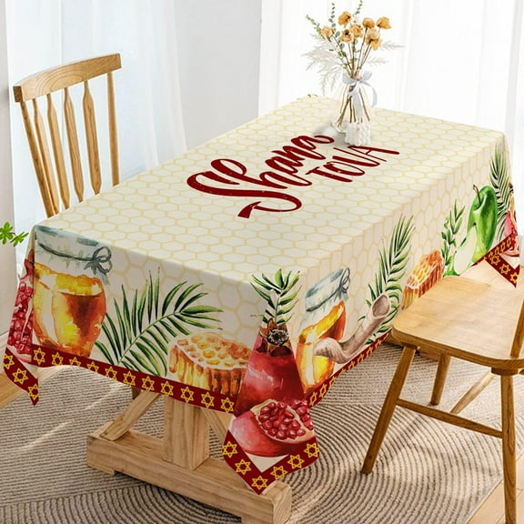 Shana Tova Tablecloth Rosh Hashanah Jewish New Year Holiday Party Decoration Kitchen Dining Room Home Table Cover
