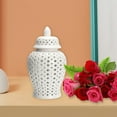 thumbnail image 6 of Porcelain Jar Vase with Lid, Oriental Universal Lattice Handicraft Lantern White Ginger Jar for Display Cafe Home Decor Ornament Living Room, 6 of 7