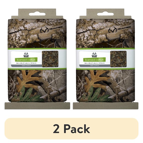 (2 pack) Real Tree 1 Yard 100% Cotton Edge 2 Camo, Multi-color, 44" Wide for Quilting & Sewing