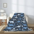 thumbnail image 2 of Throw Blanket for Couch Sofa and Bed, blue Dinosaur leaves Super Soft Plush Throw Blanket, Fuzzy Cuteness Comfy Warm Washable Flannel Blanket & Throws for All Season 40"x30", 2 of 5