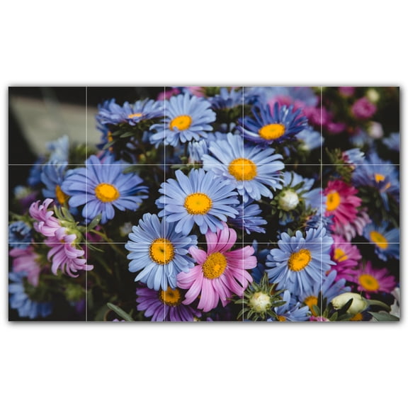Picture-Tiles.com: Flowers Ceramic Tile Wall Mural WAL500618-53M. 30"W x 18"H using (15) 6" x 6" Ceramic Tiles-Satin Finish