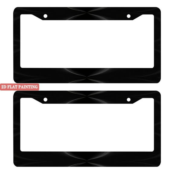 2PC Stylish Black Geometric Car License Plate Holders with Screws & Caps 6.3x12.2inch(16x31cm)