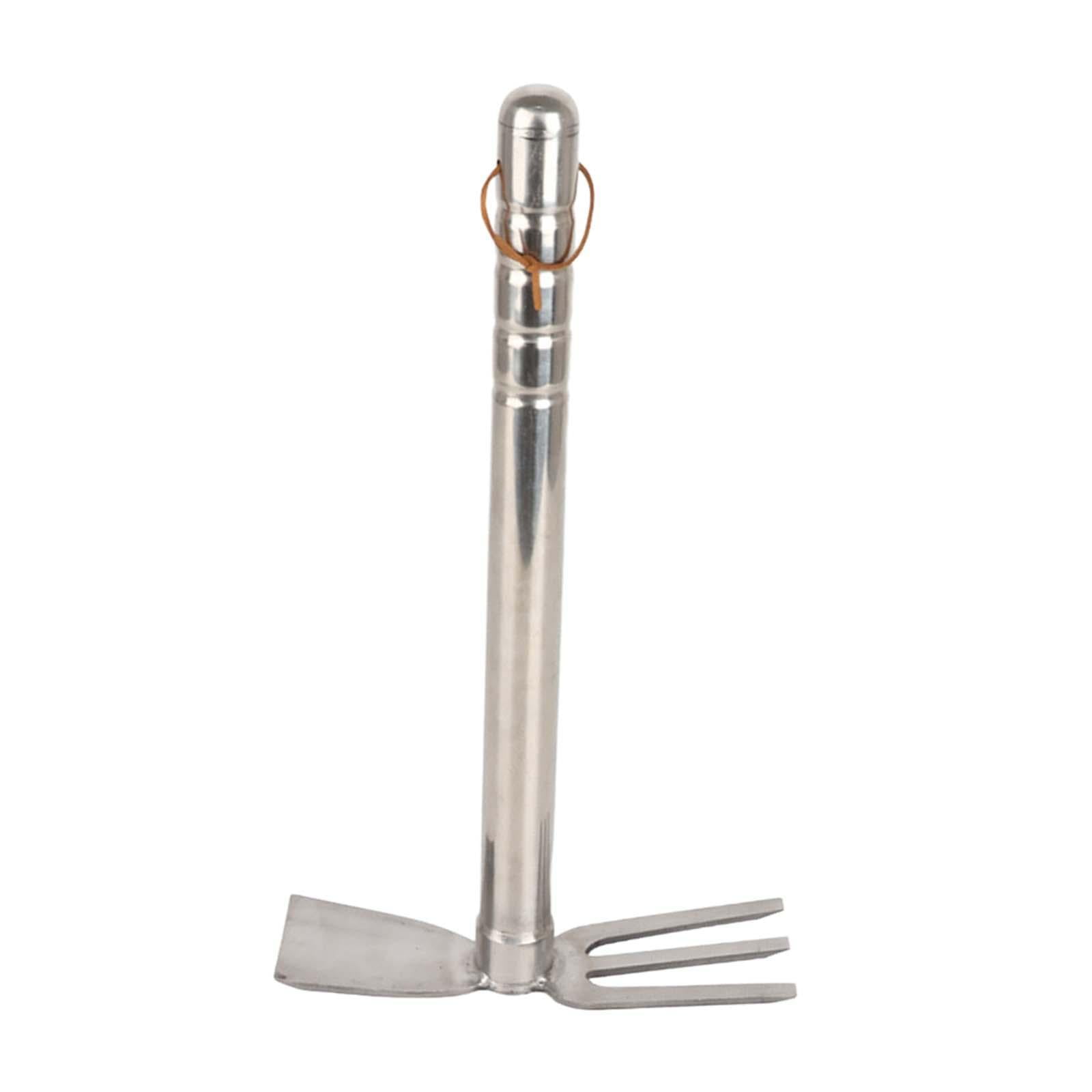 MAGIDEAL Gardening Hand Tiller Tool Stainless Steel 15.1inch Long for Outdoor Camping Hoe and Rake